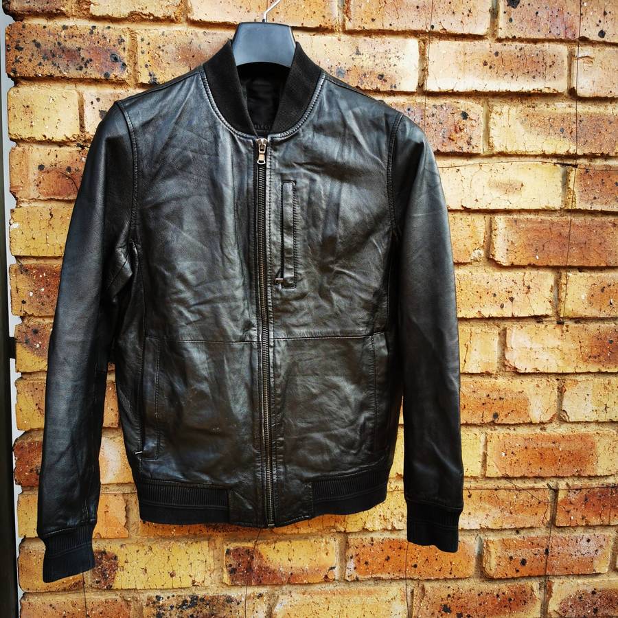 Men's Genuine Leather Jacket - Black