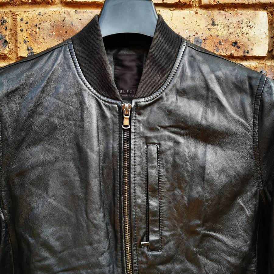 Men's Genuine Leather Jacket - Black