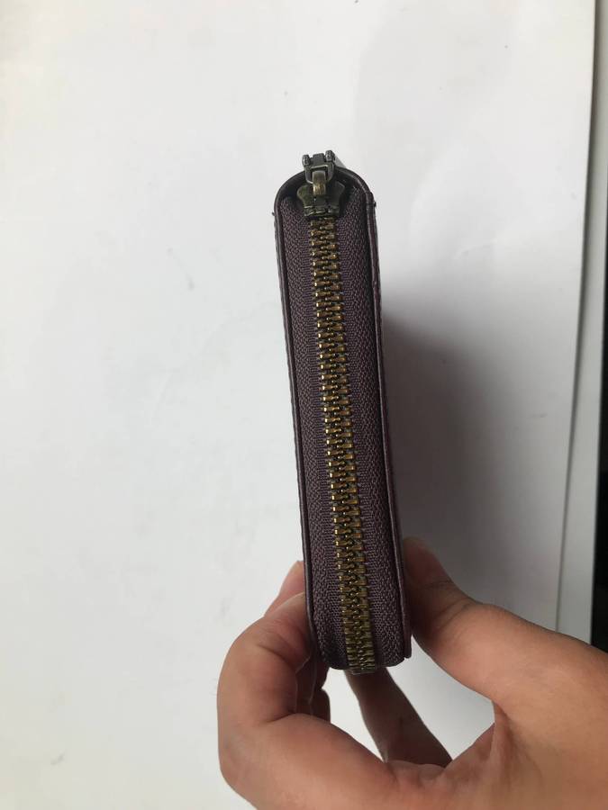 Men's Genuine Leather Zip Around Bifold Wallet+SD Memo Cardholder-Brown