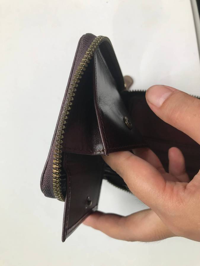 Men's Genuine Leather Zip Around Bifold Wallet+SD Memo Cardholder-Brown