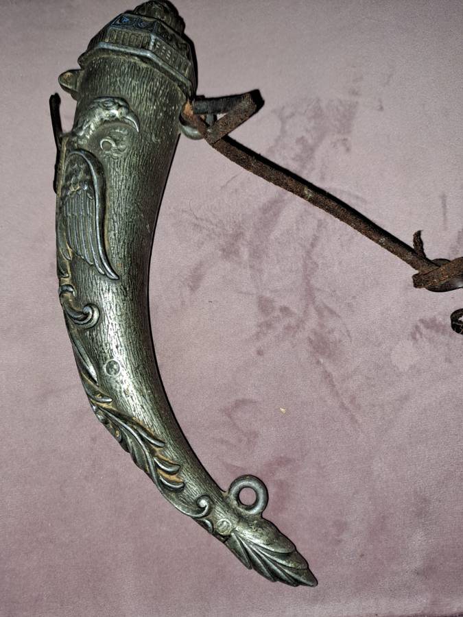 Decorative Military black powder flask