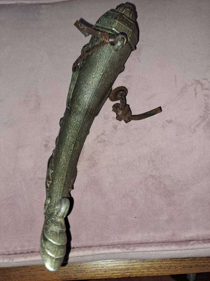 Decorative Military black powder flask