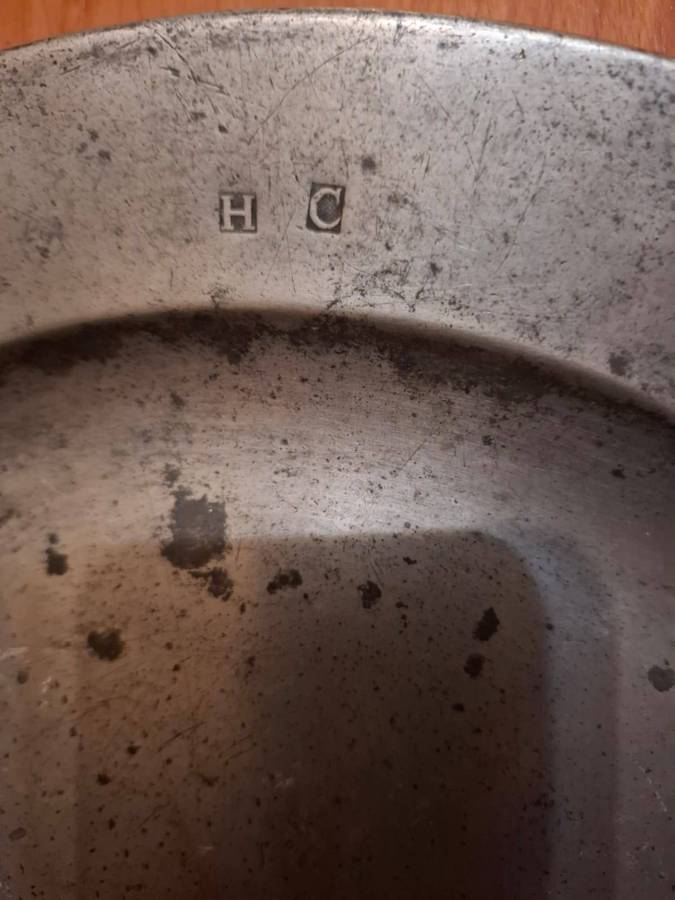 Antique Pewter dish, circa 1760/65 with markings