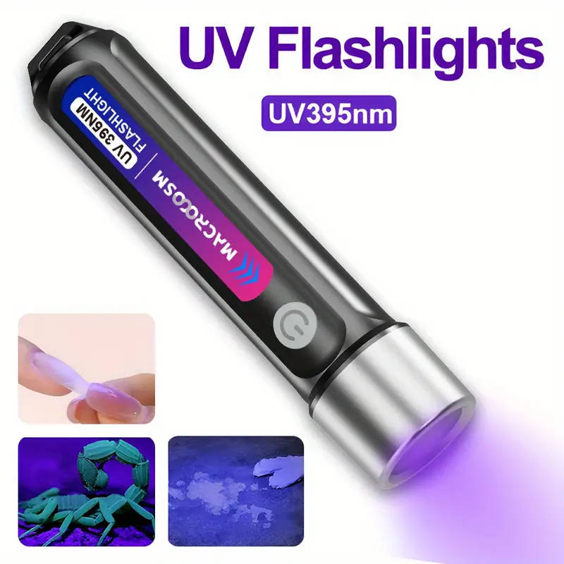 LED UV flashlight 395nm USB rechargeable outdoor camping torchlight