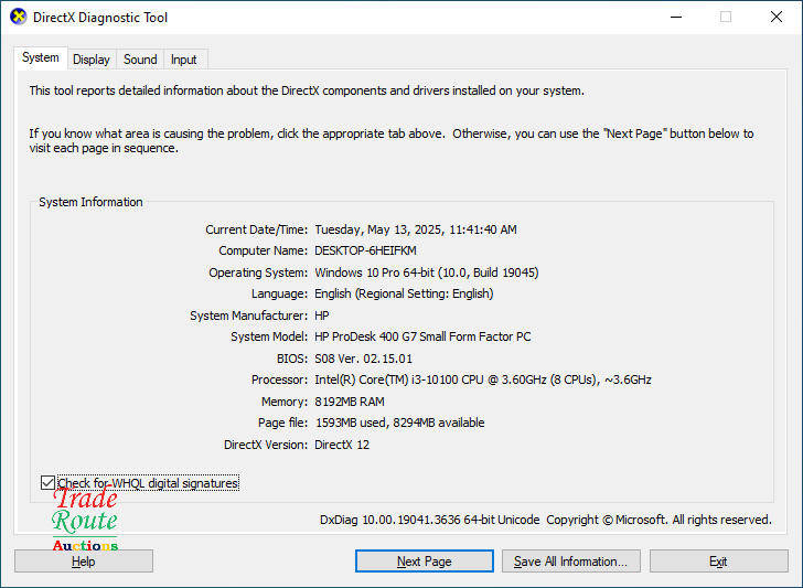HP Prodesk 400 G7 SFF Desktop Computer | Core i3 10100 10th Gen 3.6Ghz | 8GB RAM | 256GB SSD