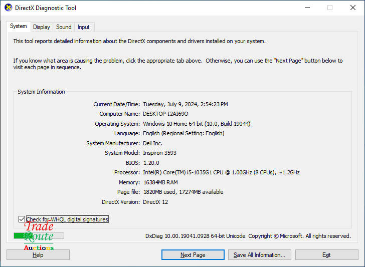 Dell INSPIRON 15 3593 15.6inch LAPTOP | Intel Core i5 1035G1 10th Gen | 16GB RAM | 1TB HDD