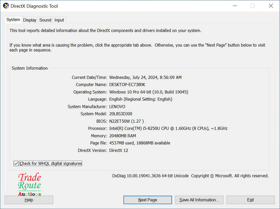 LENOVO THINKPAD T480s Laptop | CORE i5 8250U 8th Gen 1.6GHz | 20GB RAM | 512GB SSD - Faulty Battery