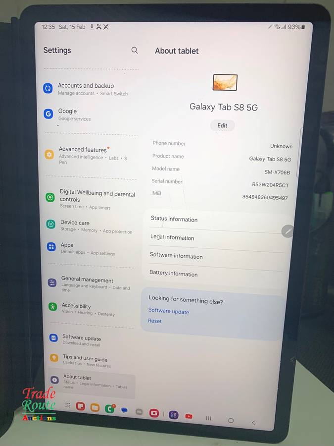 Galaxy Tab S8 SM-X706B 256GB 11-inch 5G Tablet - chipped corner