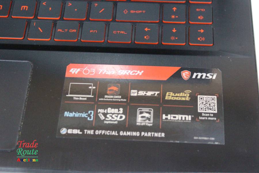 MSI GF63 THIN 9RCX 15.6" Gaming Laptop, Intel Core i7-9750H, NVIDIA GeForce GTX 1650 Ti 4GB Graphics