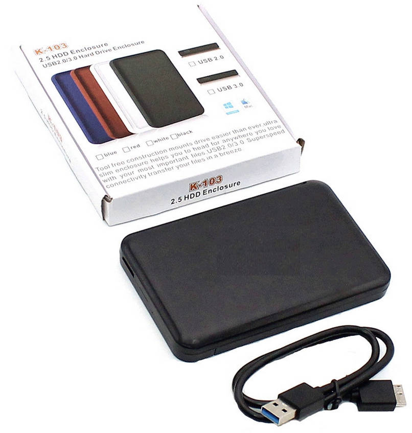 USB 3.0 SATA External Hard Drive Case 2.5 Inch Enclosure Caddy for HDD SSD [Black]