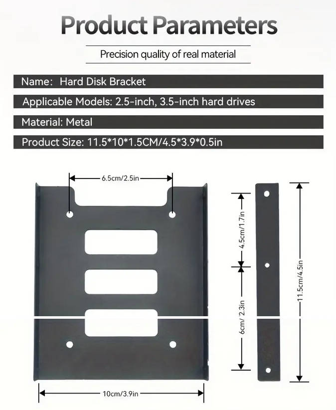 HDD SSD 2.5 inch To 3.5 inch HDD Mounting Bay Metal Bracket with Screws