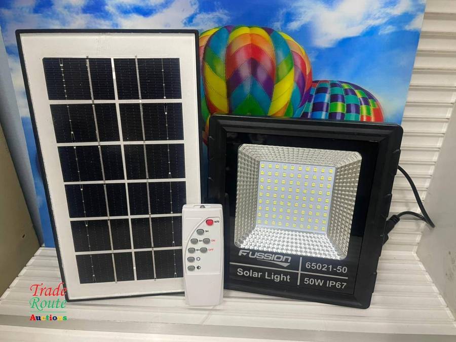 Solar Flood Light 50W (Fussion 65021-50) including Solar Panel & Remote 90 LEDs