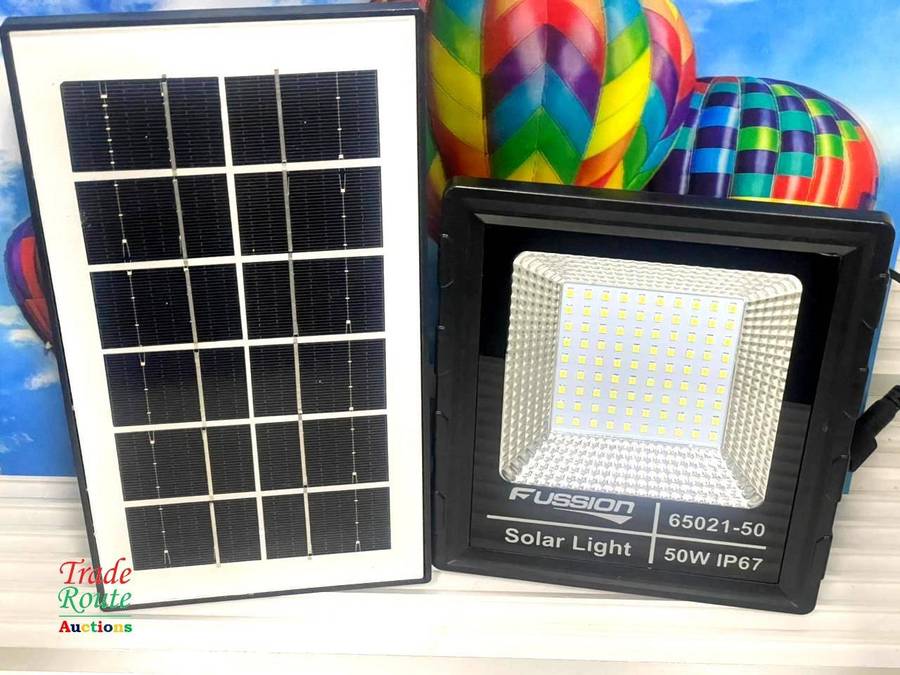 Solar Flood Light 50W (Fussion 65021-50) including Solar Panel & Remote 90 LEDs
