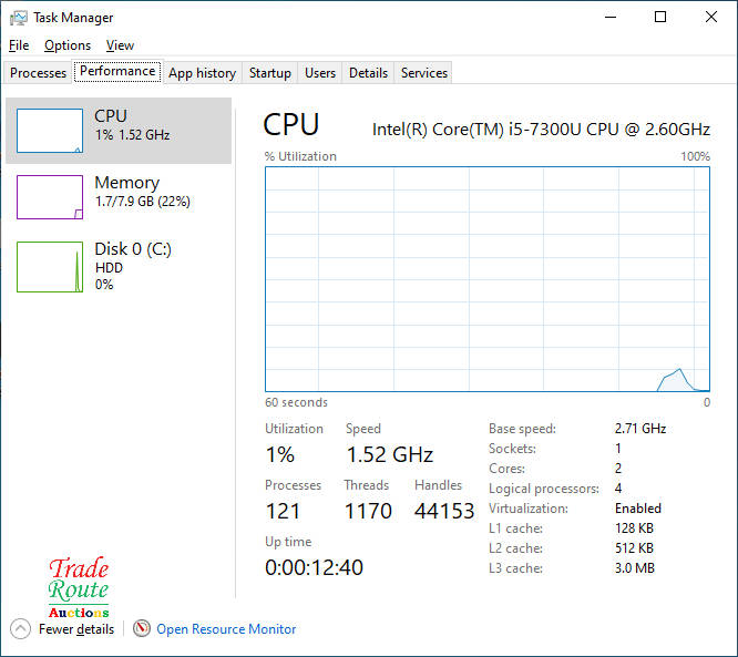 HP EliteBook 820 G4 Laptop Core i5 2.6GHz  8GB RAM 500GB HDD Win 10 Pro