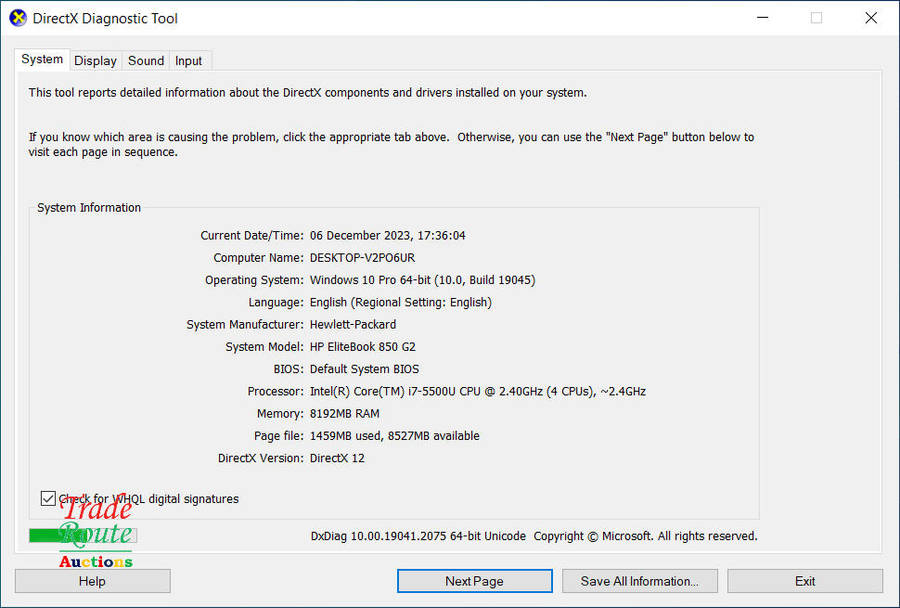 HP Elitebook 850 G2 Laptop | CORE i7 5500U 2.4GHZ  8GB RAM 500GB HDD - Salvage Stock