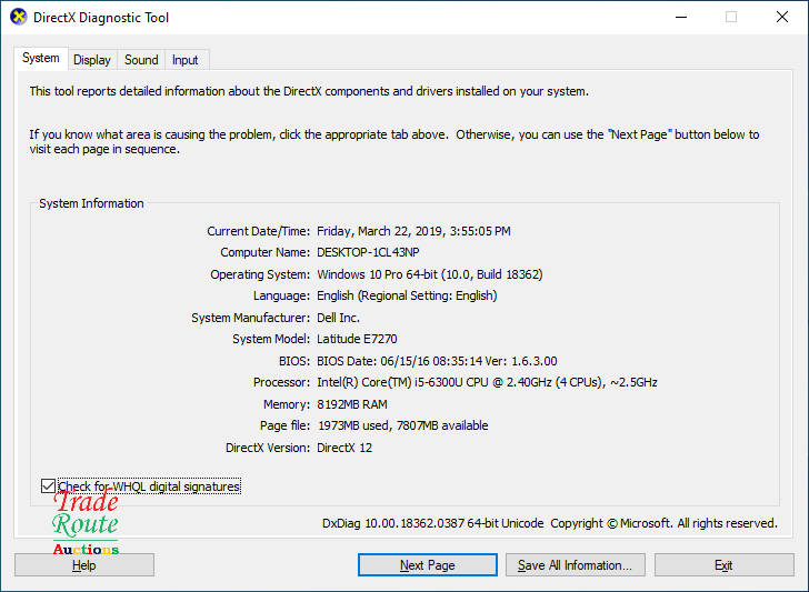 DELL LATITUDE E7270 12.5inch LAPTOP | CORE i5 6300U | 8GB RAM | 128GB SSD - Faulty Battery Salvage