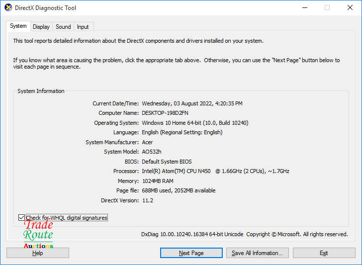 Acer Aspire One Mini 10.1-inch Netbook Intel Atom N450, 1GB RAM, 250GB HDD - LOW BATTERY