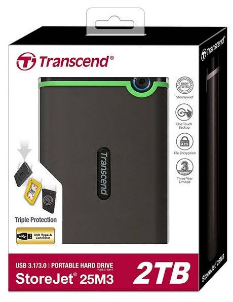 2TB External HDD - Transcend StoreJet 25M3 ** NEW OPEN BOX **