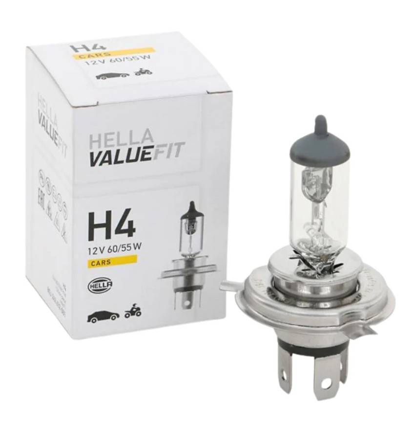 Hella ValueFit H4 Headlight Bulb Halogen (12 V, 60/55 W)  (Hella, Pack of 2)