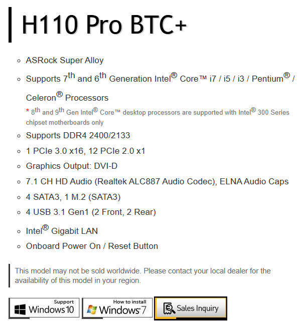ASRock H110 Pro BTC+ 13GPU Mining Motherboard Cryptocurrency/Gaming