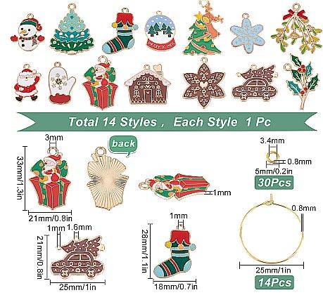 ***DIY*** 14 Sets Christmas Wine Glass Markers / Enamel Charms / Gold Tone