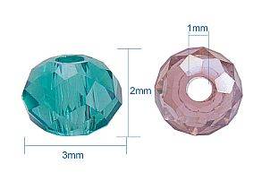 12 Colors / 3x2mm / +/-  1800pc / Faceted Rondelle Glass Beads (+/- 150pcs Per Color)
