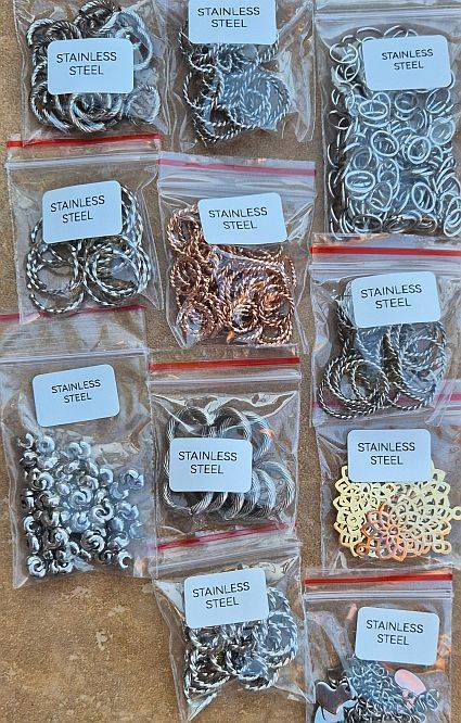 7.2Kg  Mixed / Assorted Glass Beads /  Gold Plated / Stainless Steel & Other Findings
