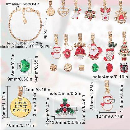 ***DIY*** 24 Days / Christmas Surprise /  European  / Bracelet / Enamel Charms / Gold Tone /Kit