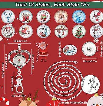***DIY*** 12pc / Christmas /  Deer Snap Button  / Necklace Jewelry / Kit