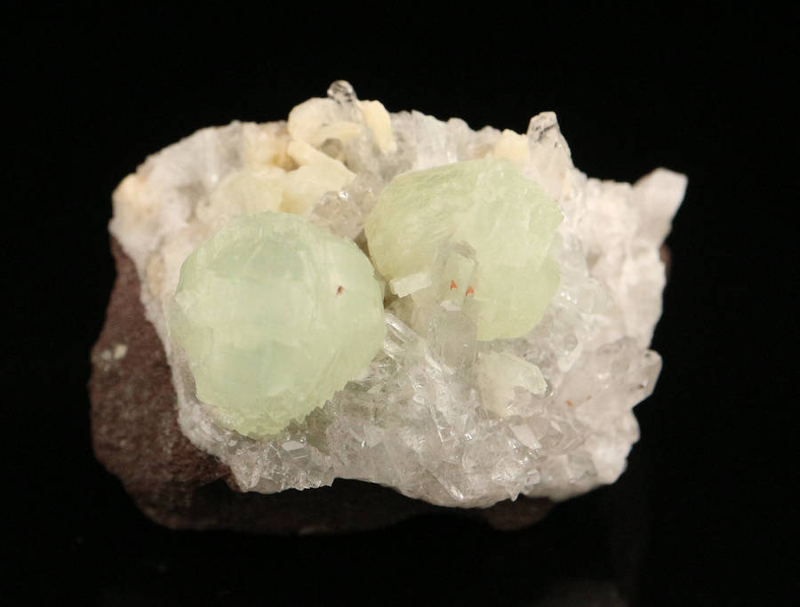 Prehnite on Quartz on Matrix, Gobobosebberge Mnt, Namibia