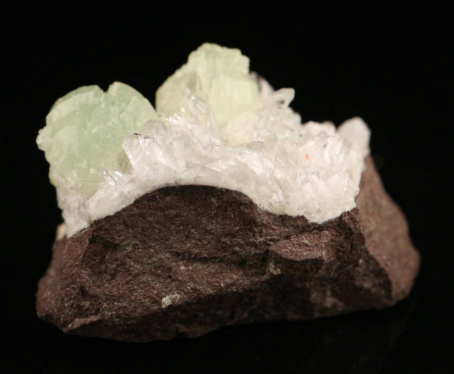 Prehnite on Quartz on Matrix, Gobobosebberge Mnt, Namibia