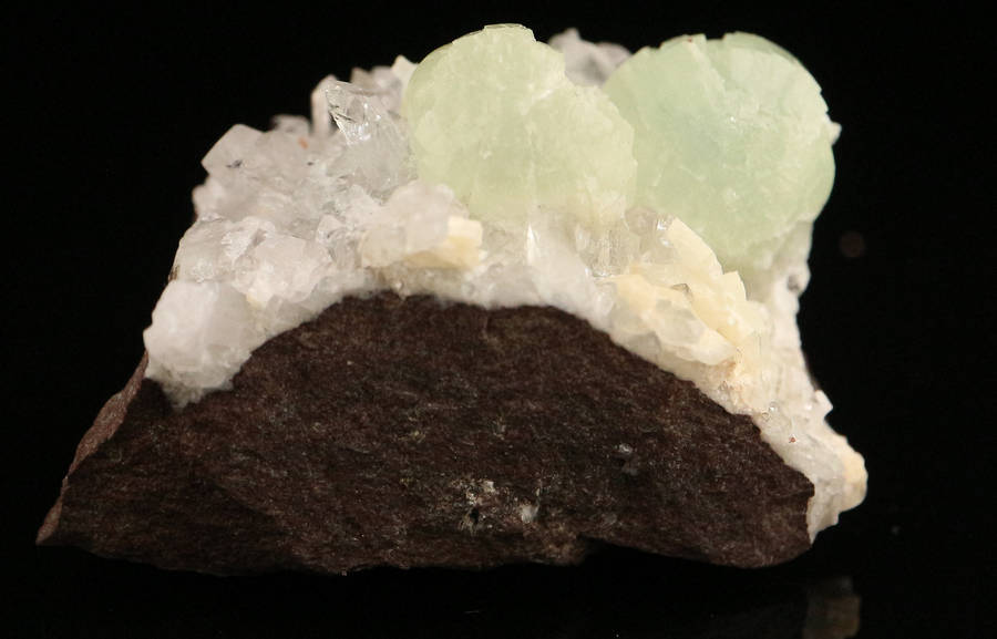 Prehnite on Quartz on Matrix, Gobobosebberge Mnt, Namibia