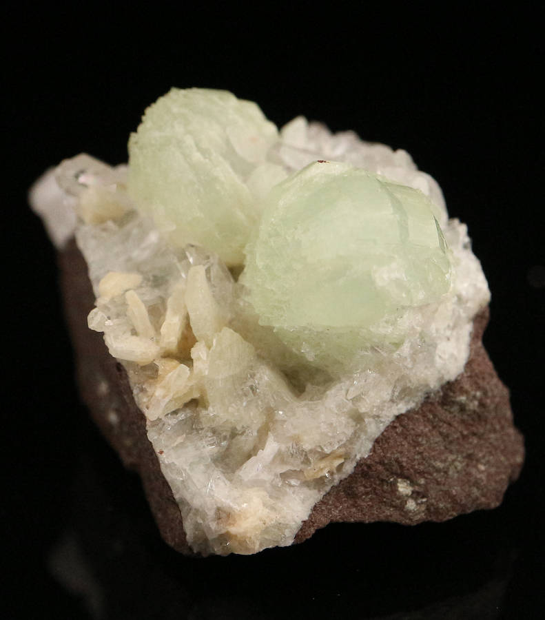 Prehnite on Quartz on Matrix, Gobobosebberge Mnt, Namibia