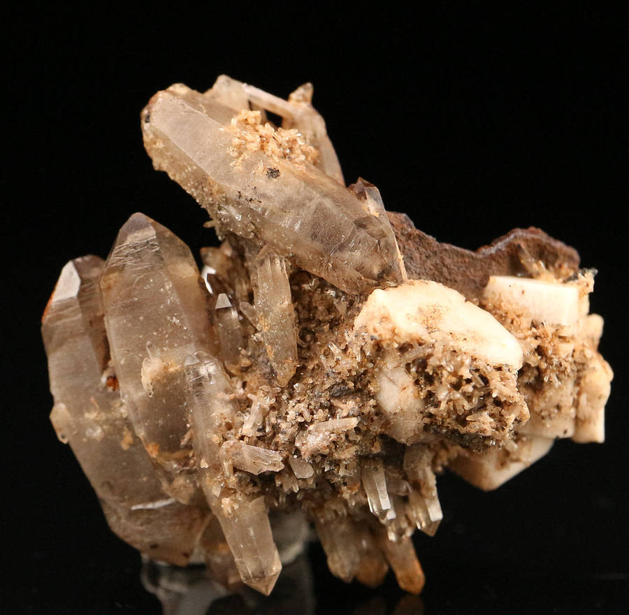 Orthoclase on Smoky Quartz, Zomba Mnt, Malawi