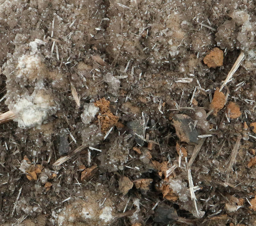 Inesite, Calcite on Matrix,"N'Chwaning II Mine, Kalahari Manganese Field, Northern Cape, South Afric