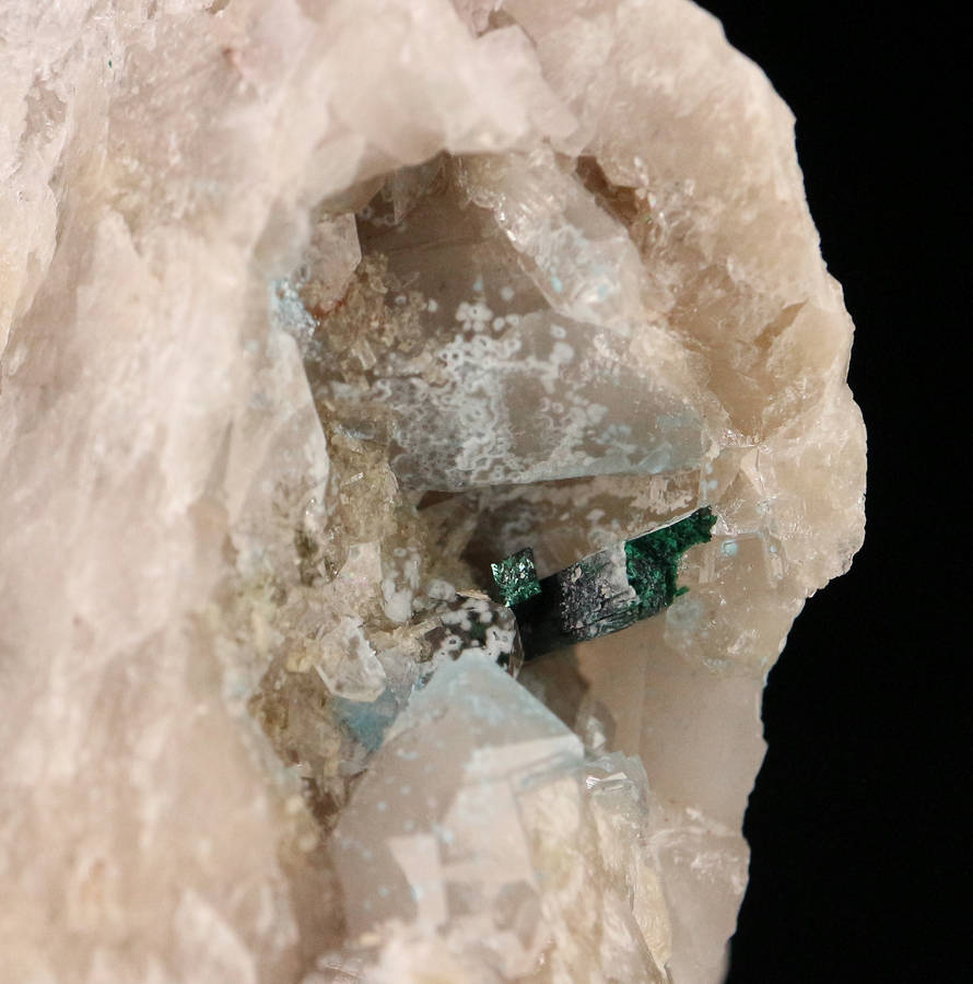 Malachite on Shattuckite incl Quartz Cluster ,Kaokoveld Region, Namibia