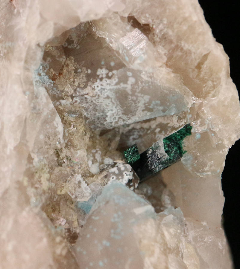 Malachite on Shattuckite incl Quartz Cluster ,Kaokoveld Region, Namibia