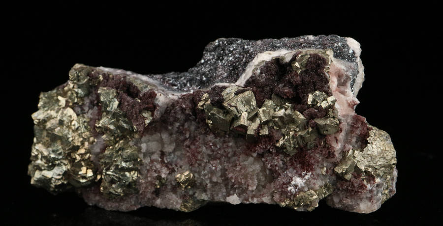 Calcite, Pyrite on Matrix,"N'Chwaning II Mine, Kalahari Manganese Field, Northern Cape, South Africa
