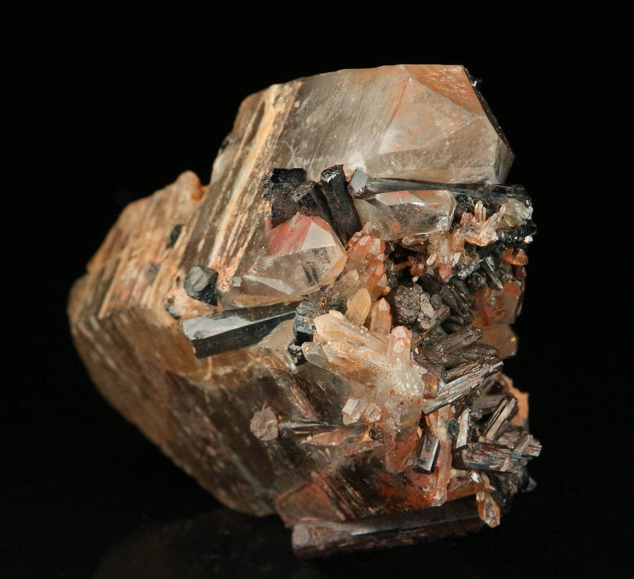 Schorl on Quartz, Erongo Mnt Region, Namibia