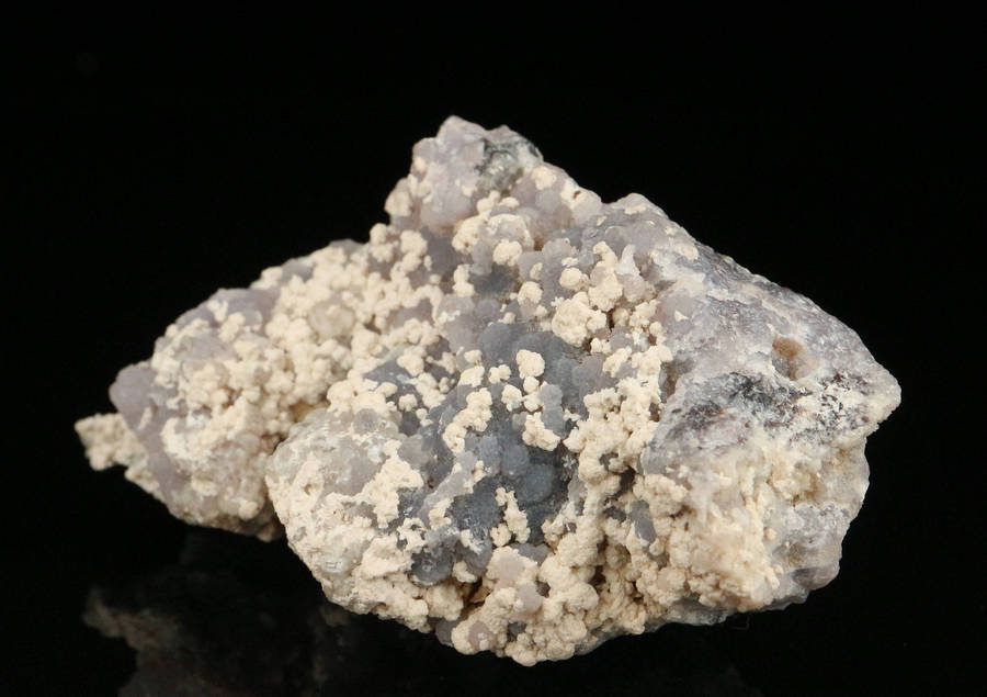 Calcite on Amethyst Quartz,"N'Chwaning III Mine, Kalahari Manganese Field, Northern Cape, South Afri