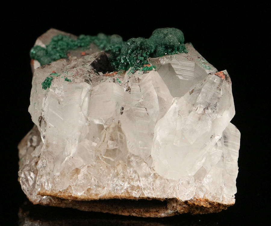 Malachite on Quartz Cluster, Mashamba West Mine, DRC