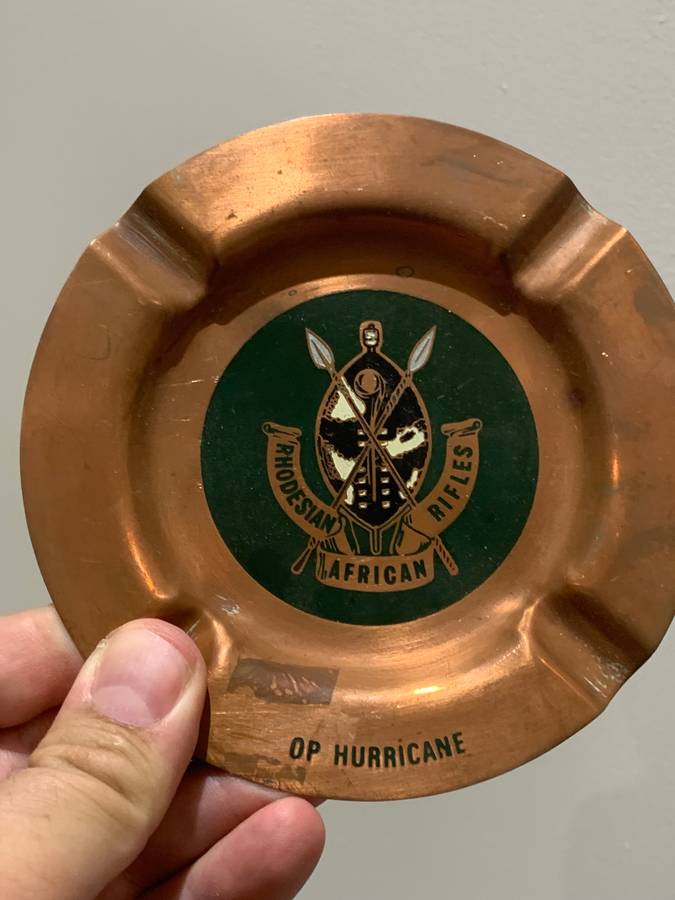 Rhodesia - Copper Ashtray  Rhodesian African Rifles  Operation Hurricane