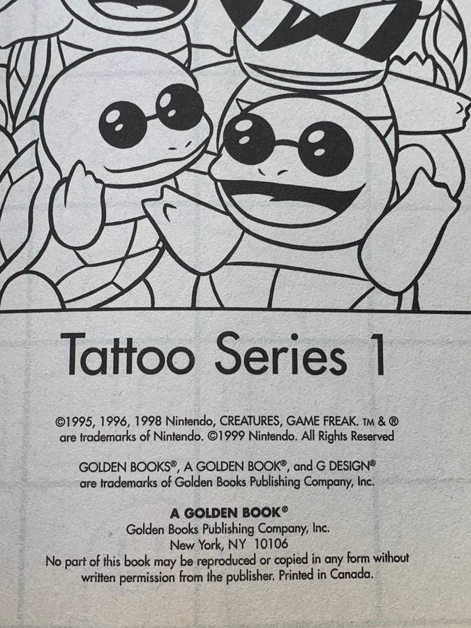Pokémon Tatoo Album - Unused - 1999 - New Old Stock