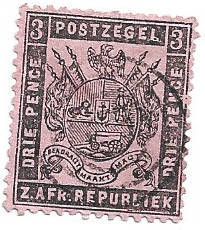 1883 YRANSVAAL 3d used single black on rose paper CC175