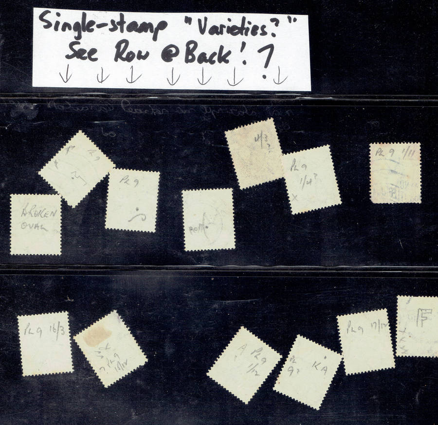 1926-30 Union of S A 1d used singles with varieties at back of each stamp see scan