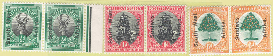 1926 S W A London Printing 1/2d,MNH,1dMLH,6d MLH pairs CC64-69 CB R600
