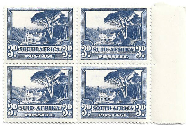1940 UNION of S A Roto printing 3d Marginal block of 3 MNH CC59 cv R700