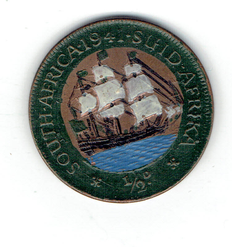 1941 UNION of S A 1/2d in AU grade but reverse has been cokoured