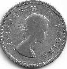 1953 UNION of S A 2 shillings 50% silver in VF grade