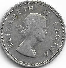 1959 UNION of S A 2 shillings 50% silver in VF+ grade